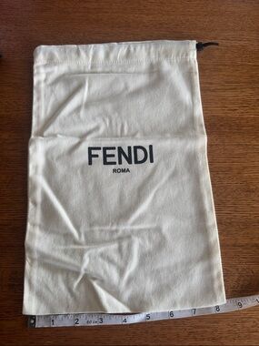 Fendi Ivory Drawstring Dust Bag with Black Logo